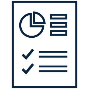 graphic design illustration of a list and a pie chart on a standard sheet of paper